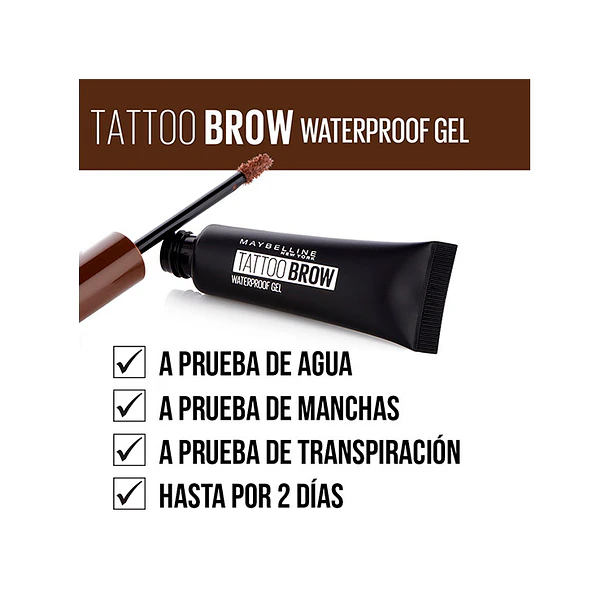 Delineador de Cejas Maybelline Tatto Brow Gel Carton Tono 260 Deep Brown  4