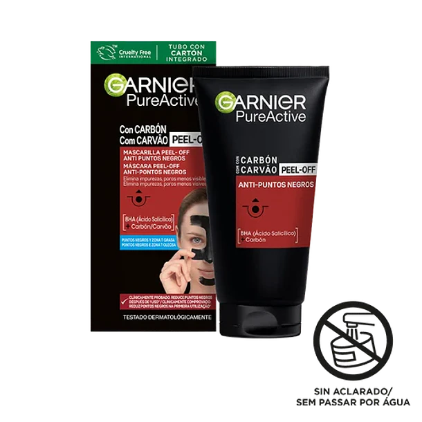 Mascarilla Peel Off Anti-Puntos Negros Garnier PureActive  Carbón  1