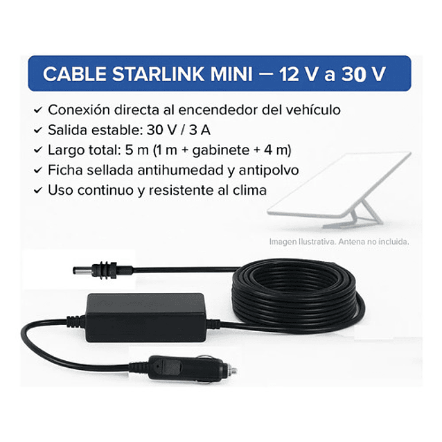Adaptador De Auto Para Starlink Mini 12v A 30v 3