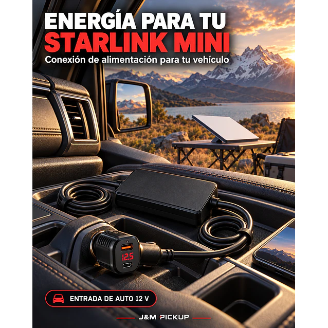 Adaptador De Auto Para Starlink Mini 12v A 30v USB USB-C 5