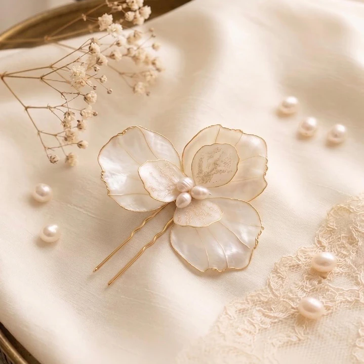 Horquilla Cristalizada con Perlas naturales 2