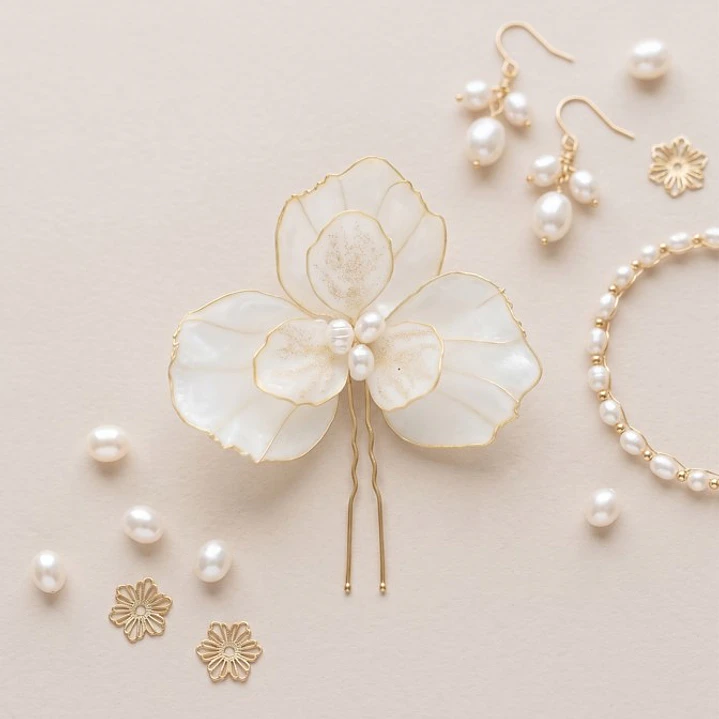 Horquilla Cristalizada con Perlas naturales 1