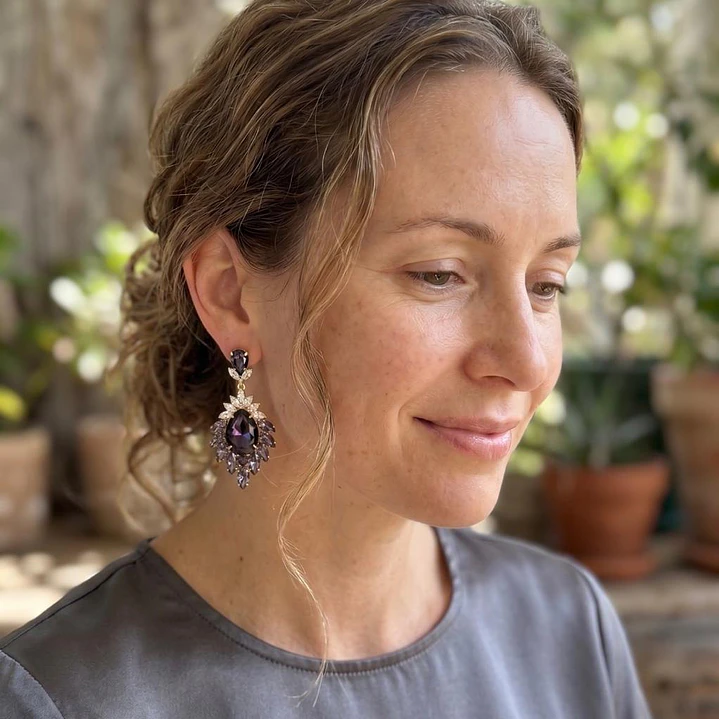 Aros Morados con circones 2