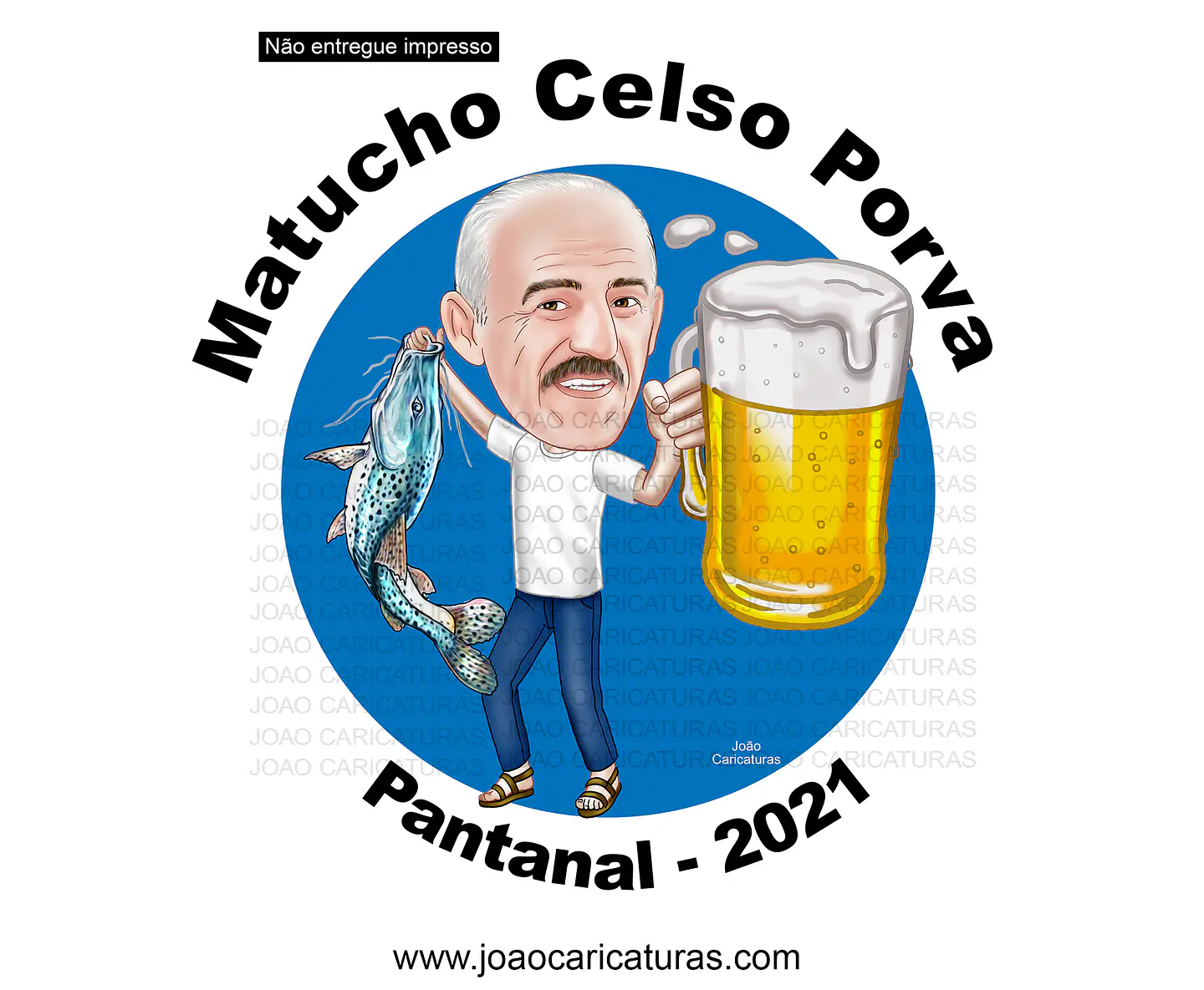 Caricatura digital de pescador para logomarca peixe piraíba caneca cerveja pesqueiro avô desenho realista logotipo logo  1
