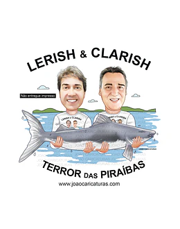 Caricatura digital de 2 pescadores para logomarca peixe piraíba caneca cerveja pesqueiro avô desenho realista logotipo logo 