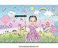 Caricatura criança linda convite de bebezinha linda, menina no Jardim mágico encantado cheio de borboletas, gogumelos, passarinhos, abelhinhas, florzinhas, caracol, arcos iris,sapinhos super colorida  - Thumbnail 2