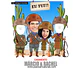 Caricatura casal abraçados cangaceiro nordestino agreste cactos lampião maria bonita 60 70 80 90 anos idoso homenagem postumas espingarda - Thumbnail 2