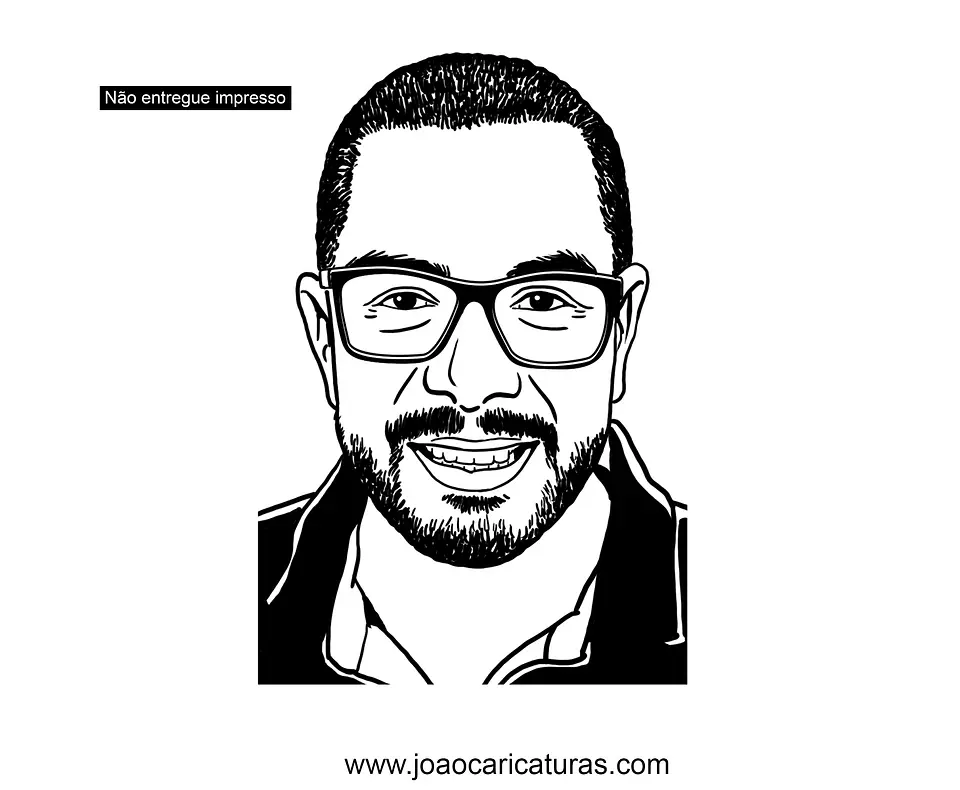 Caricatura de rosto em preto e branco para Logotipo Marca Logomarca uso comercial de divulgação 1