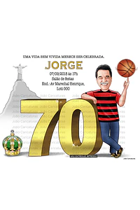 Caricatura Digital para Convite de Aniversário Masculino (Personalizada)
