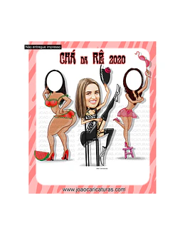 Caricatura de aniversário mulher tema cabaré chá banner eu fui (não impresso)