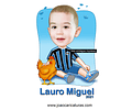 Caricatura aniversário criança filho camiseta grêmio palmeiras time bola  correndo neto sobrinho sentada camisa time galinha bebê garoto filho menino pat animal estimação presente quadro