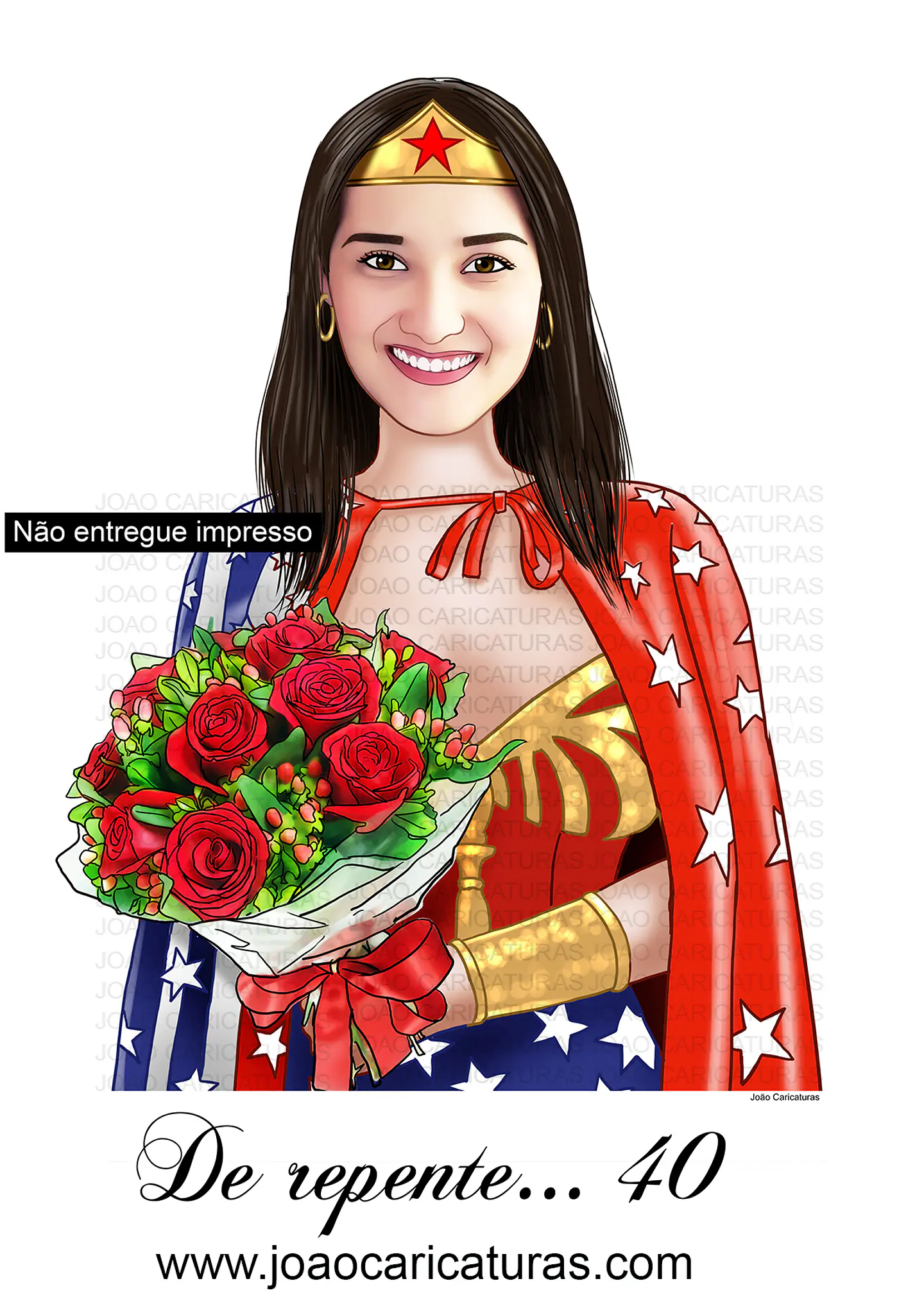 Caricatura Personalizada Heroína | Presente para Mulher Forte e Especial 1