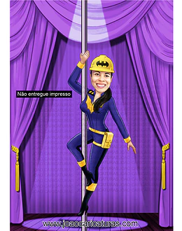 Caricatura aniversário mulher escalando, alpinismo,jump, montanhismo, mãe filha , dançarina, acrobacias, super, destemida, corajosa, polidance, fantasia, palco, cortinas,show,cat woman