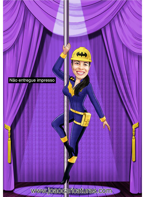Caricatura aniversário mulher escalando, alpinismo,jump, montanhismo, mãe filha , dançarina, acrobacias, super, destemida, corajosa, polidance, fantasia, palco, cortinas,show,cat woman