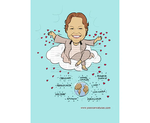 Caricatura lembrança eterna, carinhosa, homenagem, póstumas, mãe, irmã, tia, (preço por pessoa) in memorian, covid-19, luto, falecida, falecimento