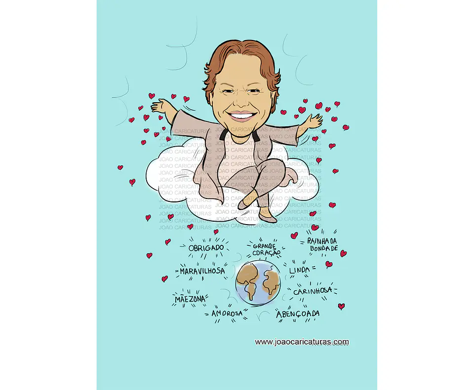Caricatura Memorial Personalizada | Homenagem Eterna para Familiares e Pessoas Queridas 1
