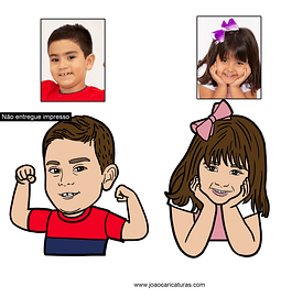 Caricatura criação desenho personagem infantil avatar site blog criança, menino, menina, irmãos (preço por cada personagem)