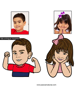 Caricatura criação desenho personagem infantil avatar site blog criança, menino, menina, irmãos (preço por cada personagem)