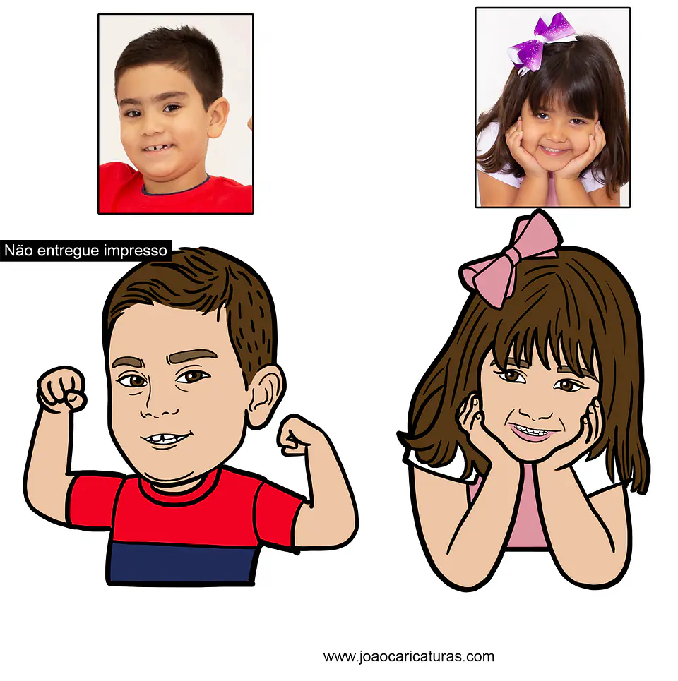 Caricatura criação desenho personagem infantil avatar site blog criança, menino, menina, irmãos (preço por cada personagem) 1