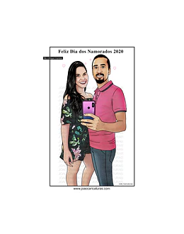 Desenhos e caricatura linda de casal apaixonado fazendo self estilo hq traço com cor presente de namoro crush quadro banner presente moderno boa idéia fino surpresa melhor  idéia aniversário boda