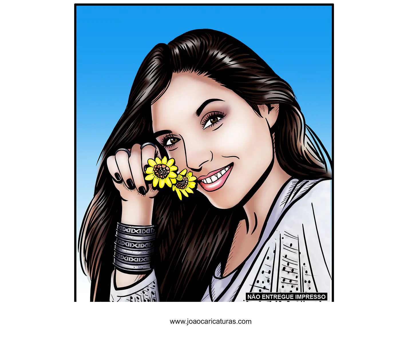 Desenhos e caricatura linda de rosto mulher mãe tia irmã  hq traço com cor presente de namoro crush quadro banner presente moderno boa idéia fino surpresa melhor  idéia aniversário bodas 2