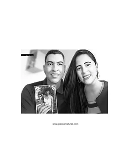 Caricatura desenho de casal meio tom de cinza, namorados, marido esposa,lembrança da pessoa.Mãe,filha, família