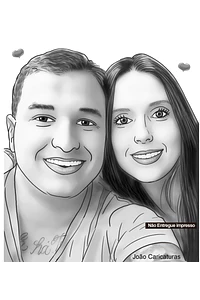 Caricatura desenho de casal meio tom de cinza, namorados, marido esposa,lembrança da pessoa.Mãe,filha, família