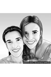 Caricatura desenho de casal meio tom de cinza, namorados, marido esposa,lembrança da pessoa.Mãe,filha, família