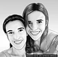 Caricatura desenho de casal meio tom de cinza, namorados, marido esposa,lembrança da pessoa.Mãe,filha, família - Thumbnail 3