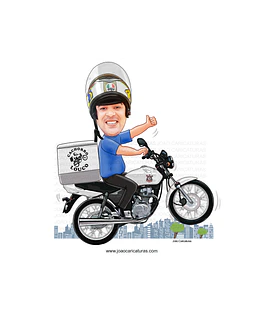 Caricatura aniversário homem motoqueiro motoboy, cachorro louco, entregas, rápidas,cidade,profissão, duas rodas,pai, marido,moto, motocicleta trabalhador, rápido, aviador,piloto, avião,aeronave