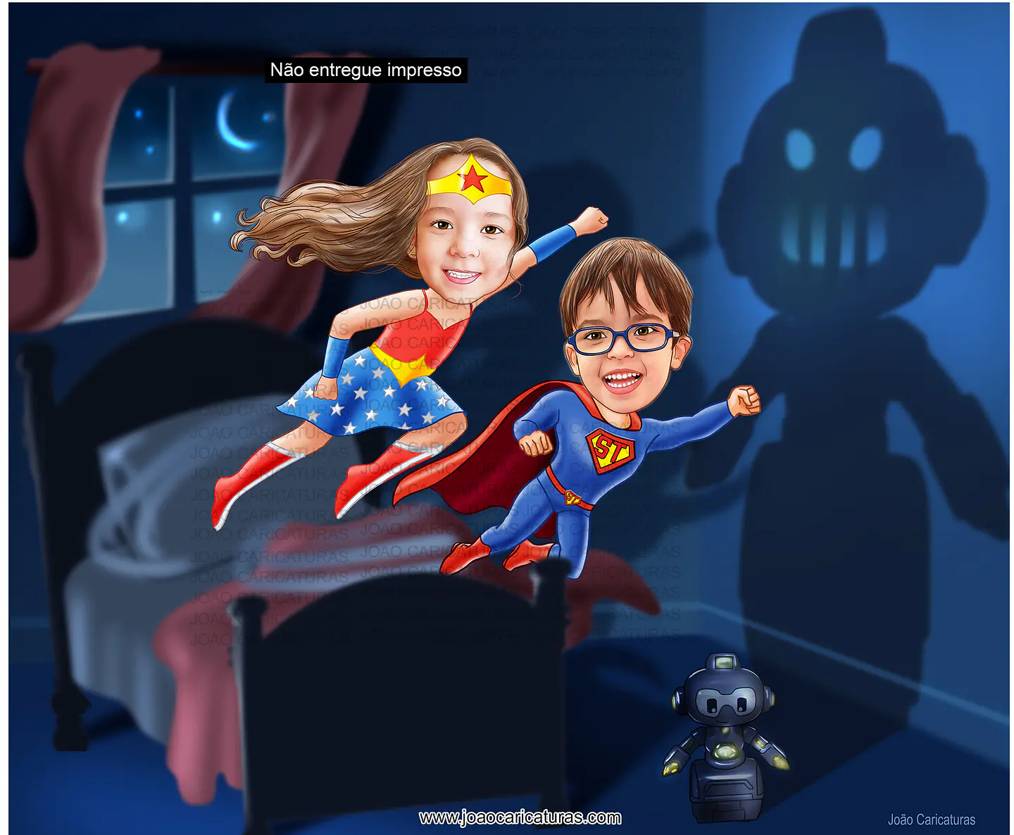 Caricatura Infantil Personalizada de Super-Heróis 1