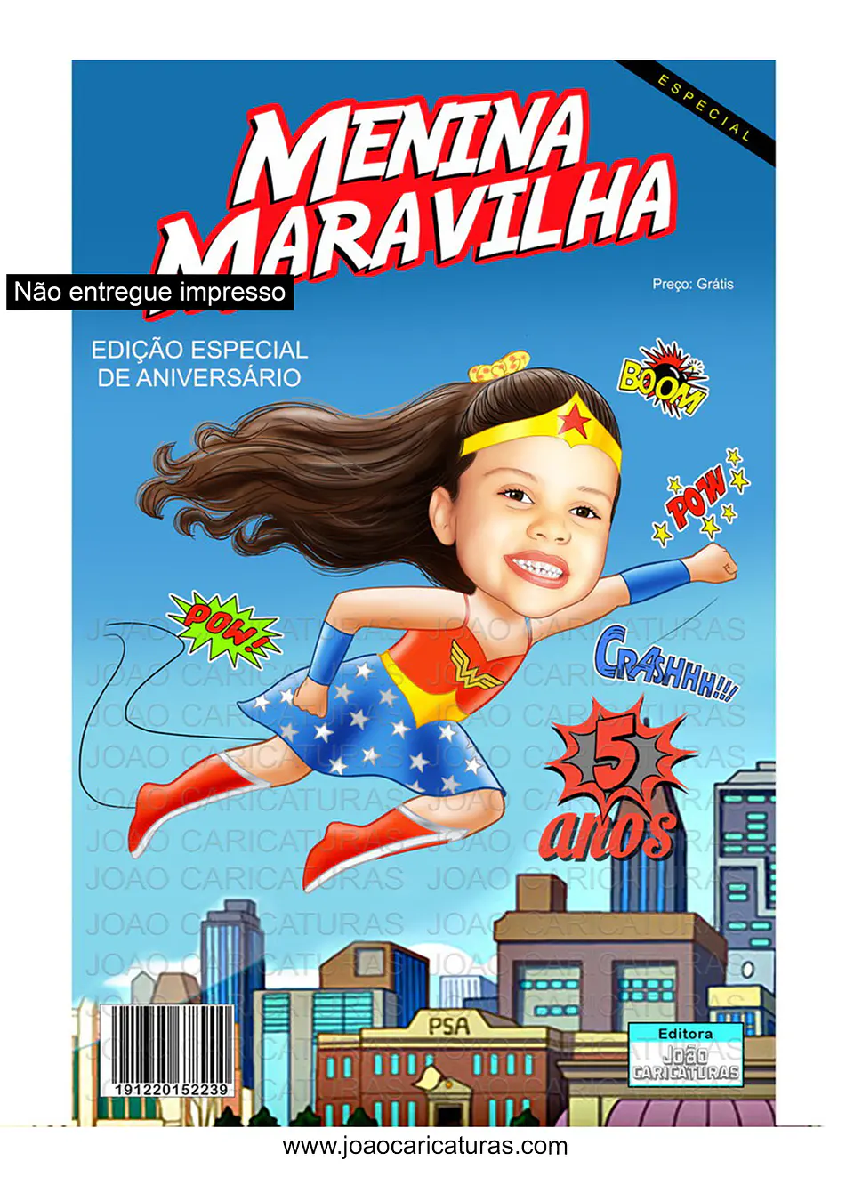 Caricatura Infantil Menina Maravilha | Tema Mulher Maravilha 3
