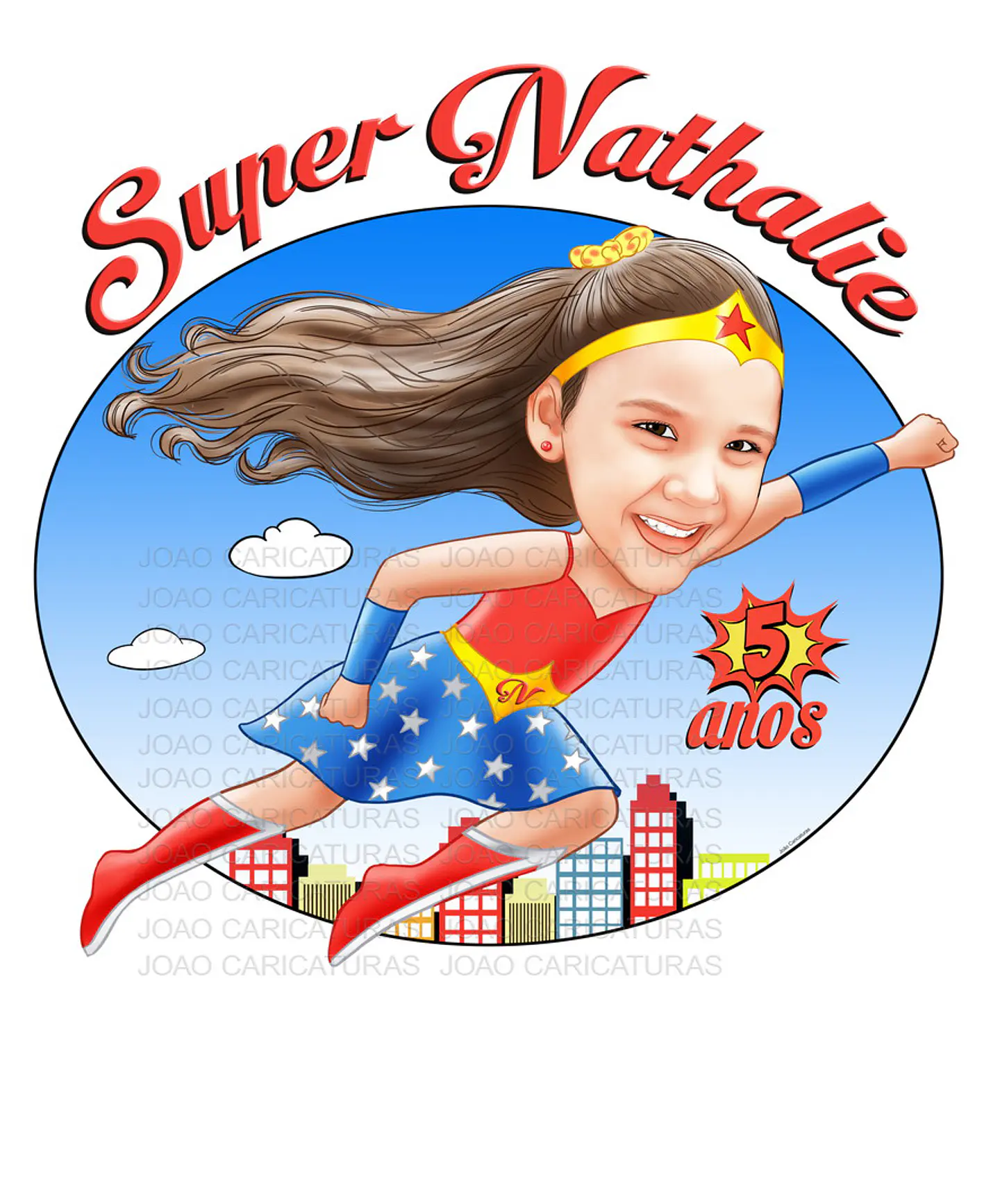 Caricatura Infantil Menina Maravilha | Tema Mulher Maravilha 4