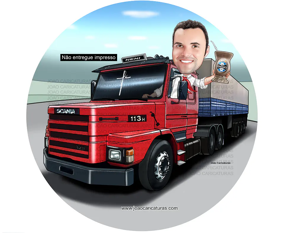 Caricatura de Motorista de Caminhão – Presente Criativo para Homem 3