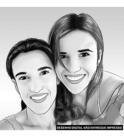 Caricatura desenho digital  2 pessoas lápis meio ton cinza  grafite garota mulher in memorian irmã amiga tia lembrança carinhosa homenagem póstumas (preço por pessoa)