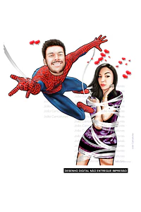 Caricatura digital de casal namorados namoro abraçados aniversário festa presente luar príncipe juntinhos crush moderna realista, caprichada rosto normal natura traços perfeitos vinho Santos 