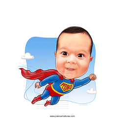  Caricatura digital super bebê, voando