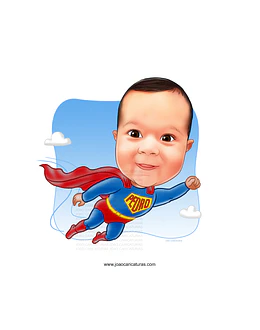  Caricatura digital super bebê, voando