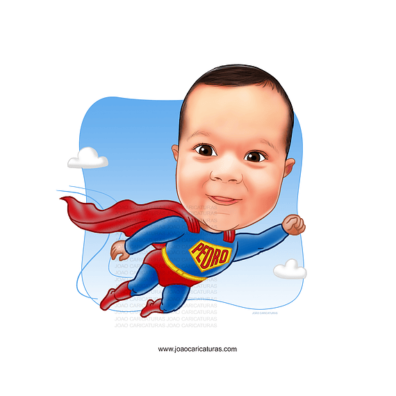  Caricatura digital super bebê, voando