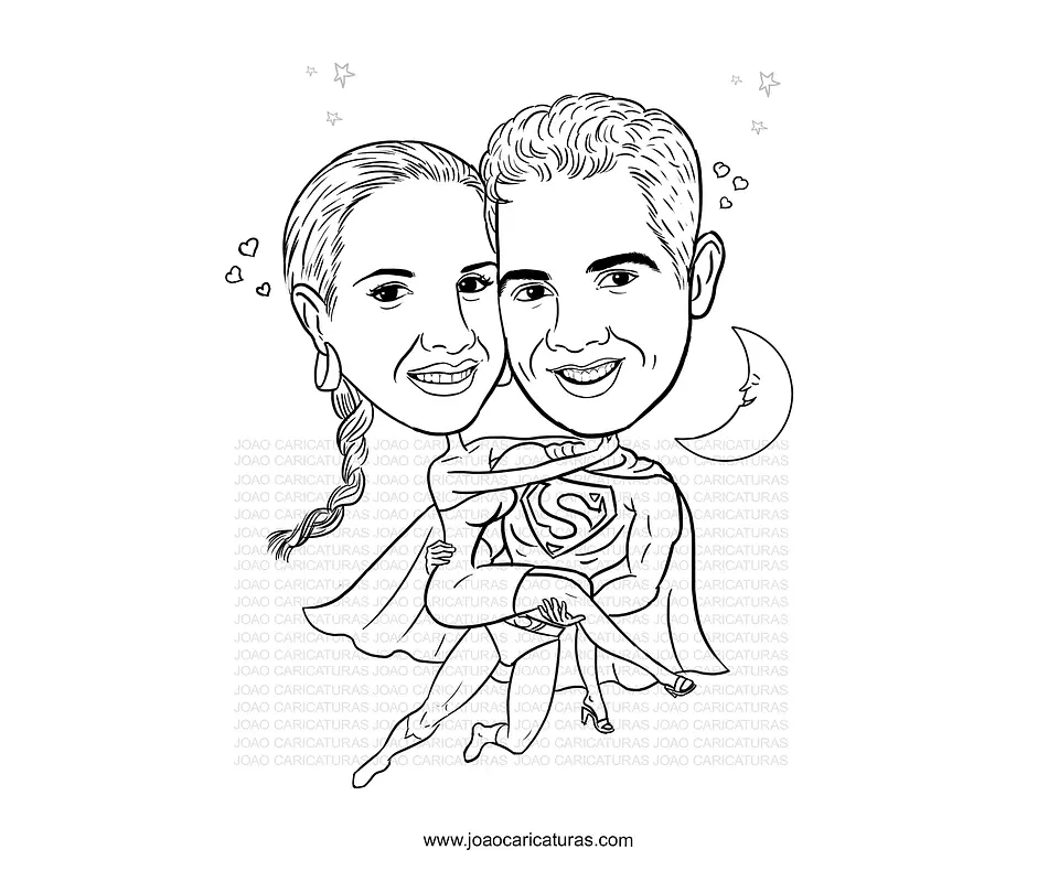 Caricatura casal  traço sem cor corel casamento noivo noiva drone controle remoto vetor vetorial 1 cor  brindando divertida 2