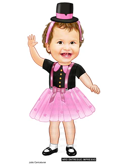 Caricatura aniversário bebê menina sorridente roupinha chápeu Mundo de Bita realista bolinho 1 aninho p imprimir banner angelical delicada presentear arte ilustração 