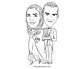 Caricatura casal  traço sem cor corel casamento noivo noiva drone controle remoto vetor vetorial 1 cor  brindando divertida - Thumbnail 4