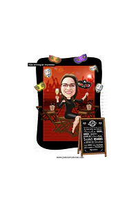 Caricatura personalizada mulher para convite festa aniversário  30 40 50 feiticeira linda bruxinha  parecida idêntica illustration anos baile mascaras halloween bruxa voando vassoura champanhe