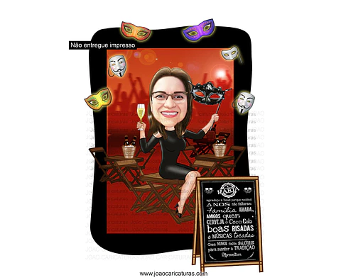 Caricatura Feiticeira Personalizada para Aniversário