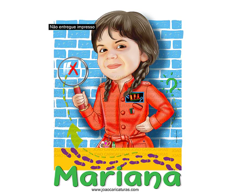 Caricatura criança aniversário tema Gloob menina linda convite tema detetives do prédio azul lupa