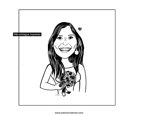 " Preço por pessoa" Caricatura digital em preto e branco engraçada com distorção de rosto narizão noiva noivo marido mulher avós bodas namoradinhos namorados violão cantor