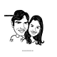 " Preço por pessoa" Caricatura digital em preto e branco engraçada com distorção de rosto narizão noiva noivo marido mulher avós bodas namoradinhos namorados violão cantor