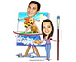 Caricatura digital de casal namorados namoro abraçados aniversário festa presente luar príncipe juntinhos crush moderna realista, caprichada rosto normal natura traços perfeitos vinho Santos  - Thumbnail 6