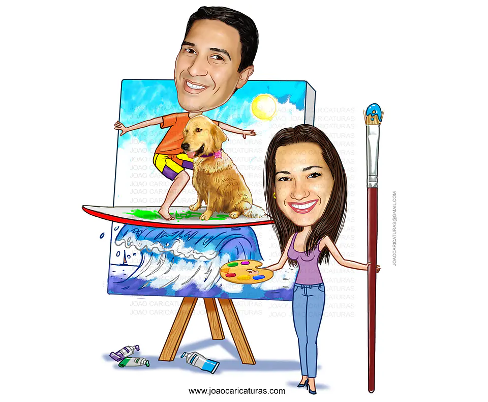 Caricatura digital de casal namorados namoro abraçados aniversário festa presente luar príncipe juntinhos crush moderna realista, caprichada rosto normal natura traços perfeitos vinho Santos  6