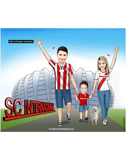 Caricatura Família (preço por pessoa) pai mãe filho estádio torcedor time internacional netos  familiares mulher esposa